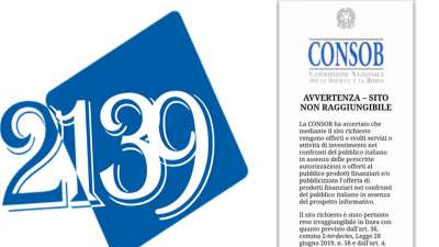 Truffa Ponzi: 2139 Exchange oscurato da Consob, sottratti milioni agli investitori